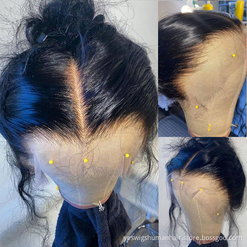 Cheap Hd Transparent Full Lace Frontal Wig Raw Peruvian Virgin Straight Human Hair Lace Front Wigs For Black Women Pre Plucked
